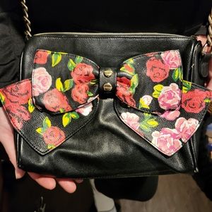 Betsy Johnson crossbody floral bow bag